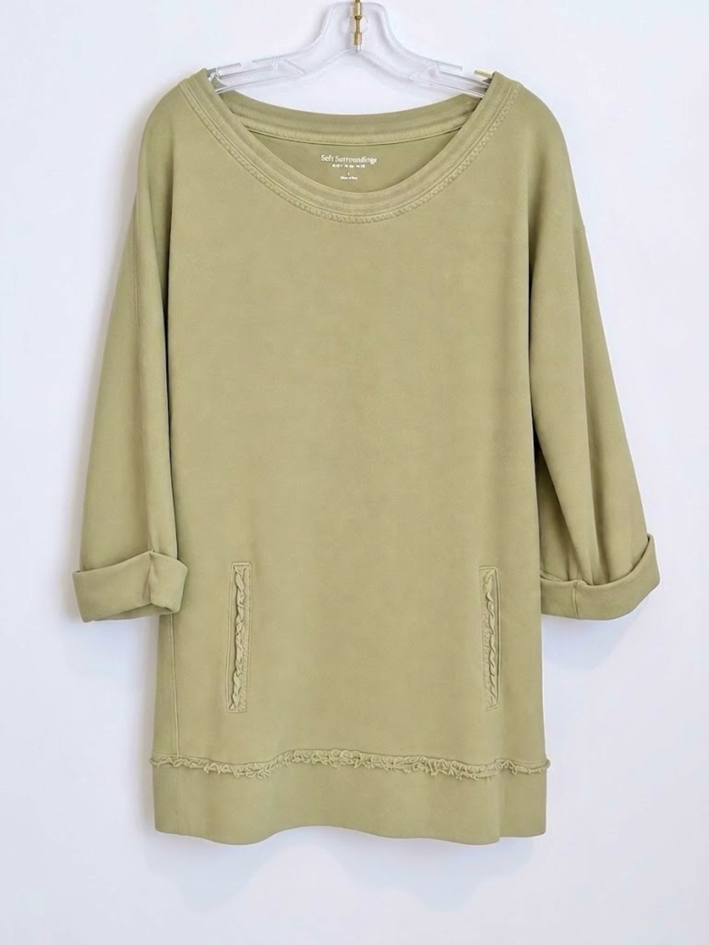 Soft Surroundings Green Boatneck Sweatshirt Tunic Size Large